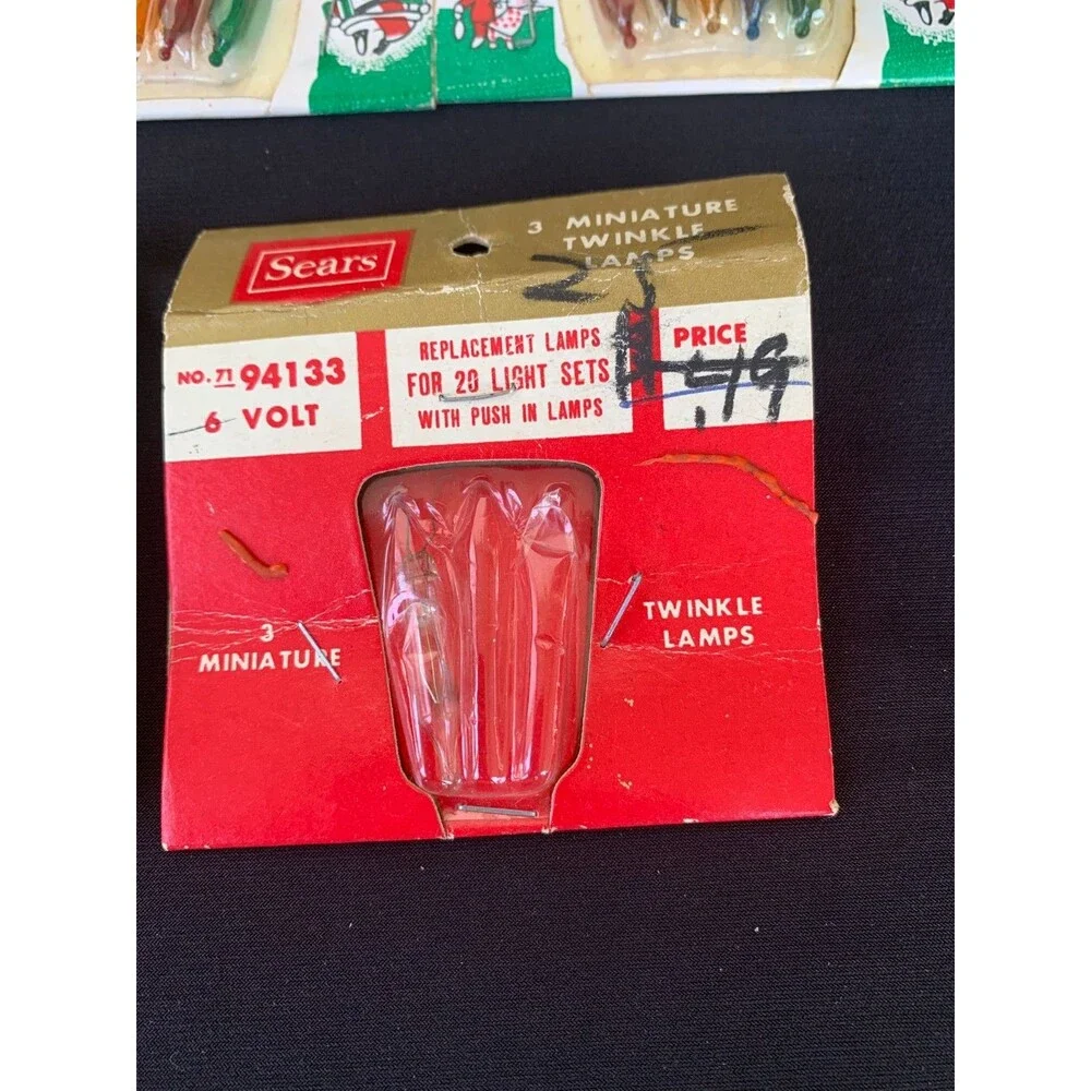 Vintage Push-in Flasher Replacement Bulbs Christmas Mini Lights 4 Packs & Extras